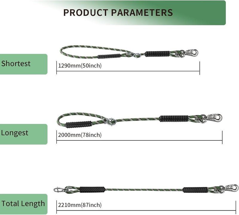Dakzhou Adjustable Tree Swing Ropes Heavy Duty Hammock 7.25Ft(87"),360°RotationTree Swings Hanging Straps for Outdoor Swings Hammock Playground Set Accessories,1Pack of Green - Image 5
